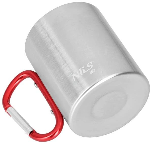 Nils Extreme NC17110 KUBEK KEMPINGOWY Z KARABIŃCZYKIEM 330 ML STAL NIERDZEWNA Raudonas NILS CAMP