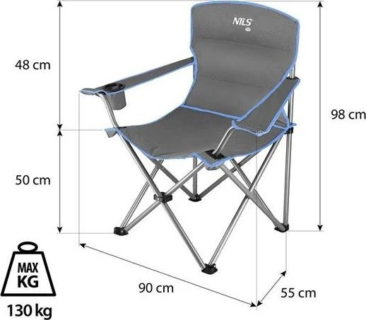 Nils Extreme NC3079 pilka-mėlyna kempingo kėdė NILS CAMP