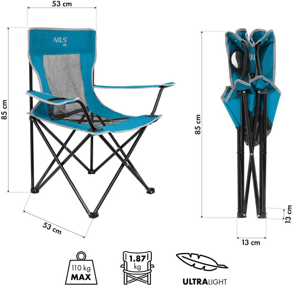 Nils Extreme Krzesło turystyczne mėlyna-pilka NC3302 NILS CAMP