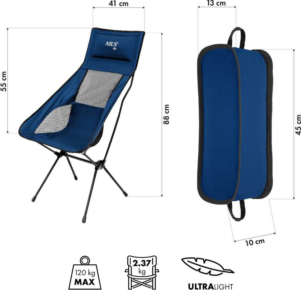Nils Extreme NC3322 Krzesło składane ultralight tamsiai mėlyna Nils Camp (15-03-319)