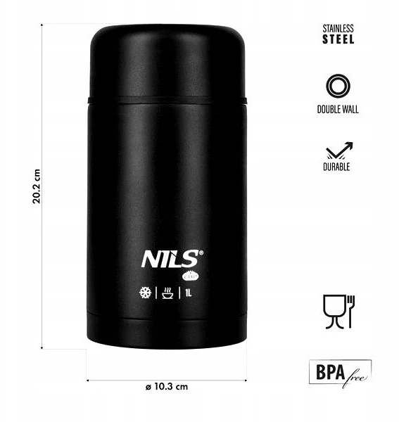 Nils Extreme NC3802 Termosas OBIADOWY 1000ML JUODA NILS CAMP