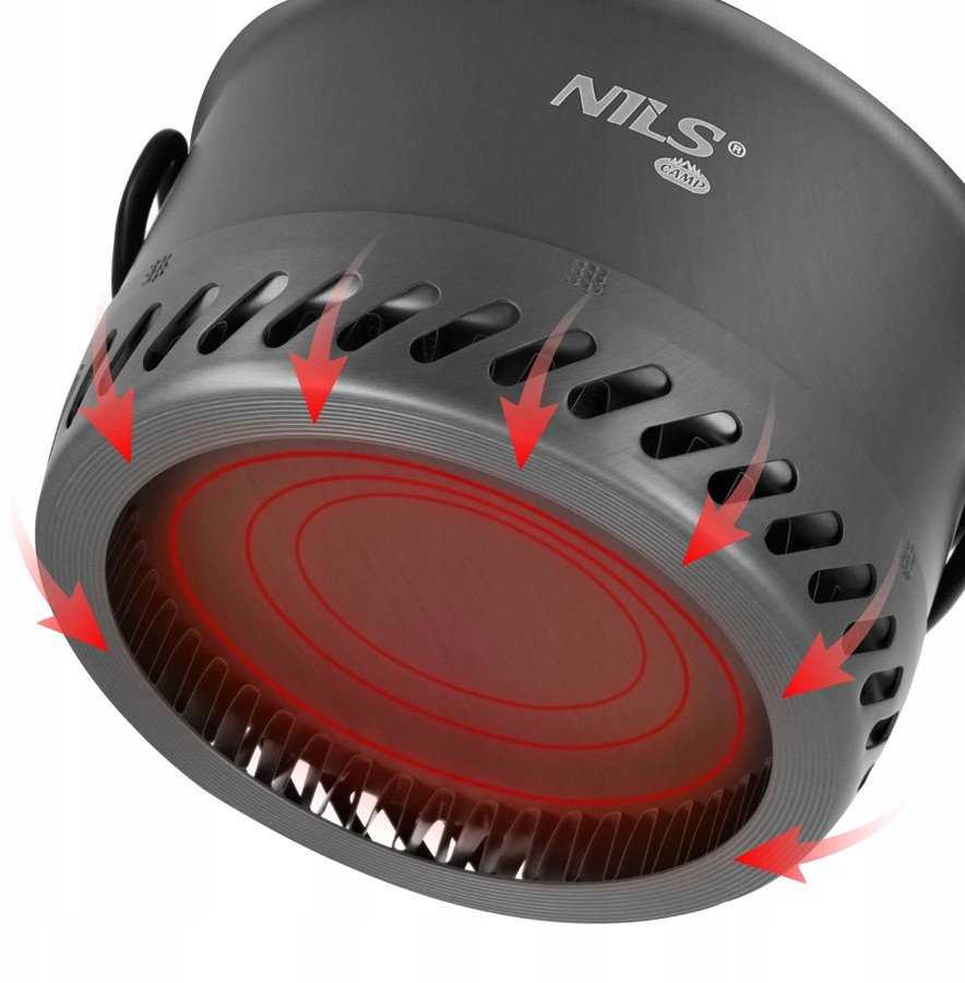 Nils Extreme NC4203 Puodas Turistinis Z RADIATOREM ALUMINIOWY Z POKRYWĄ 1000ML NILS CAMP