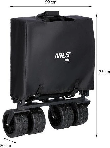 Nils Extreme Vežimėlis turistinis transportowy plażowy do 100kg juoda Nils camp nc1608 160l
