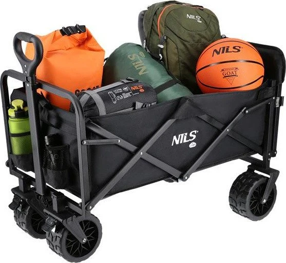 Nils Extreme Vežimėlis turistinis transportowy plażowy do 100kg juoda Nils camp nc1608 160l