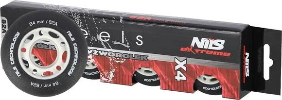 Nils Extreme PU 64x24 82A Juoda MATOWE KÓŁKA (4 vnt.) NILS EXTREME