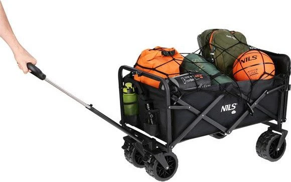 Nils Extreme Vežimėlis turistinis transportowy plażowy do 100kg juoda Nils camp nc1608 160l