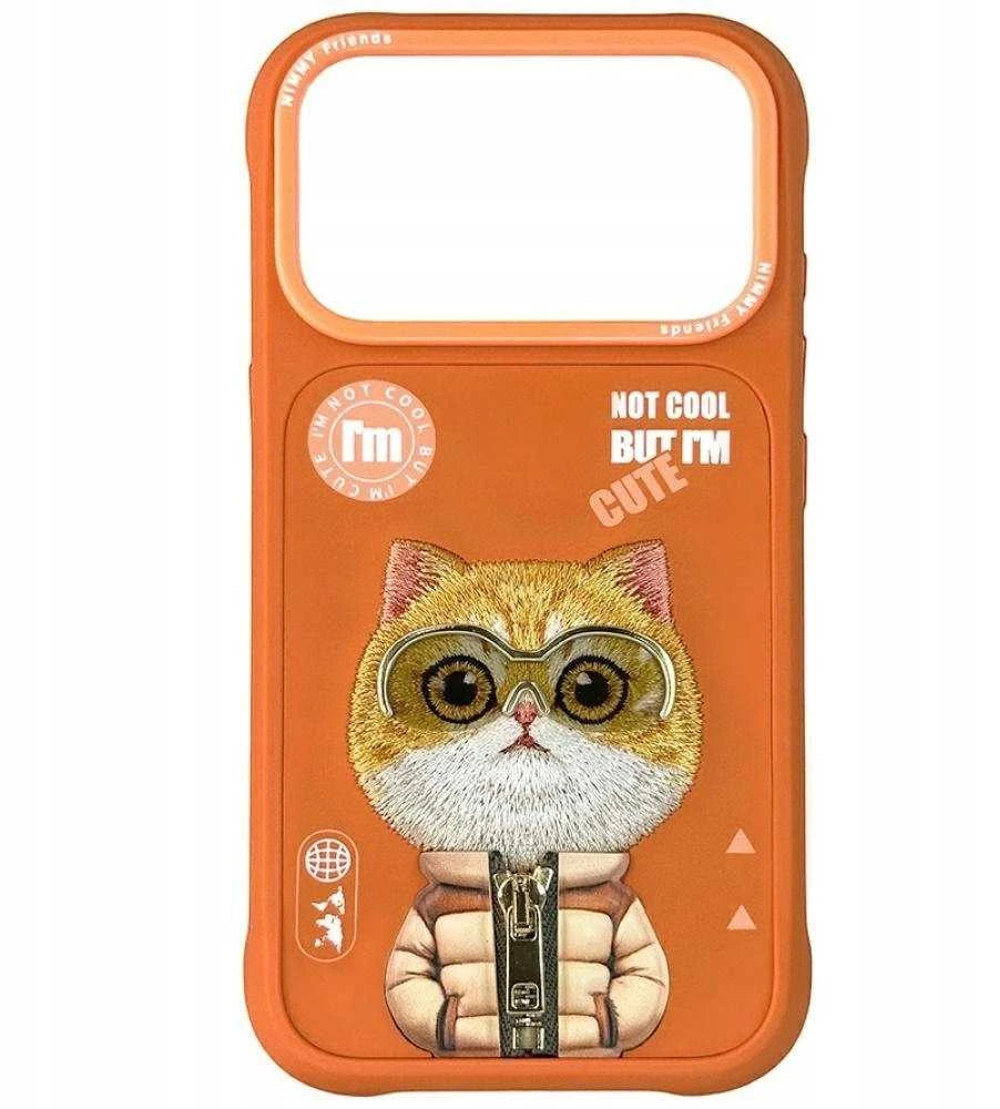 „Nimmy Cool&Cute 2.0“ katės dėklas, skirtas „iPhone 17 Pro“ – oranžinis