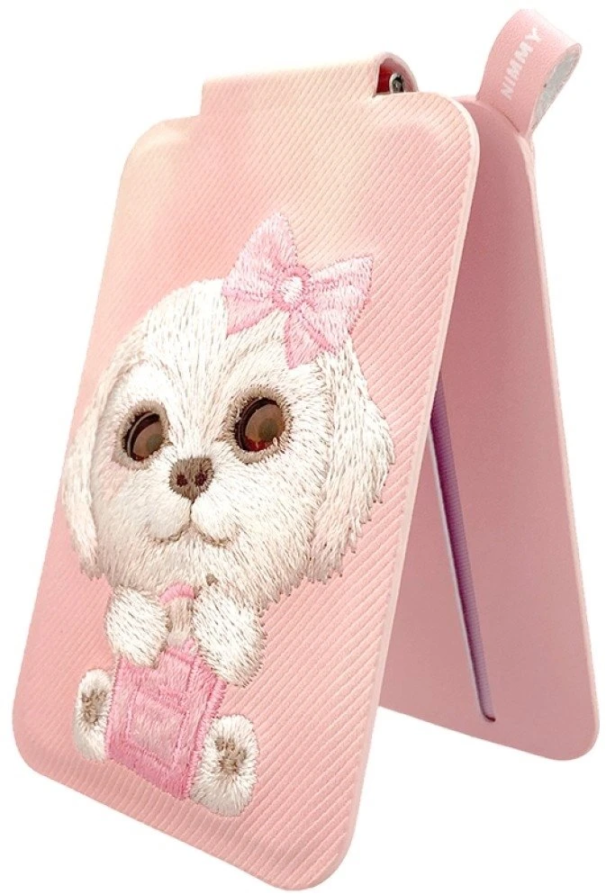 Dėklas Nimmy New Big-Eye Cute Pets 2.0 magnetinė piniginė šunims su telefono laikikliu - Rožinė