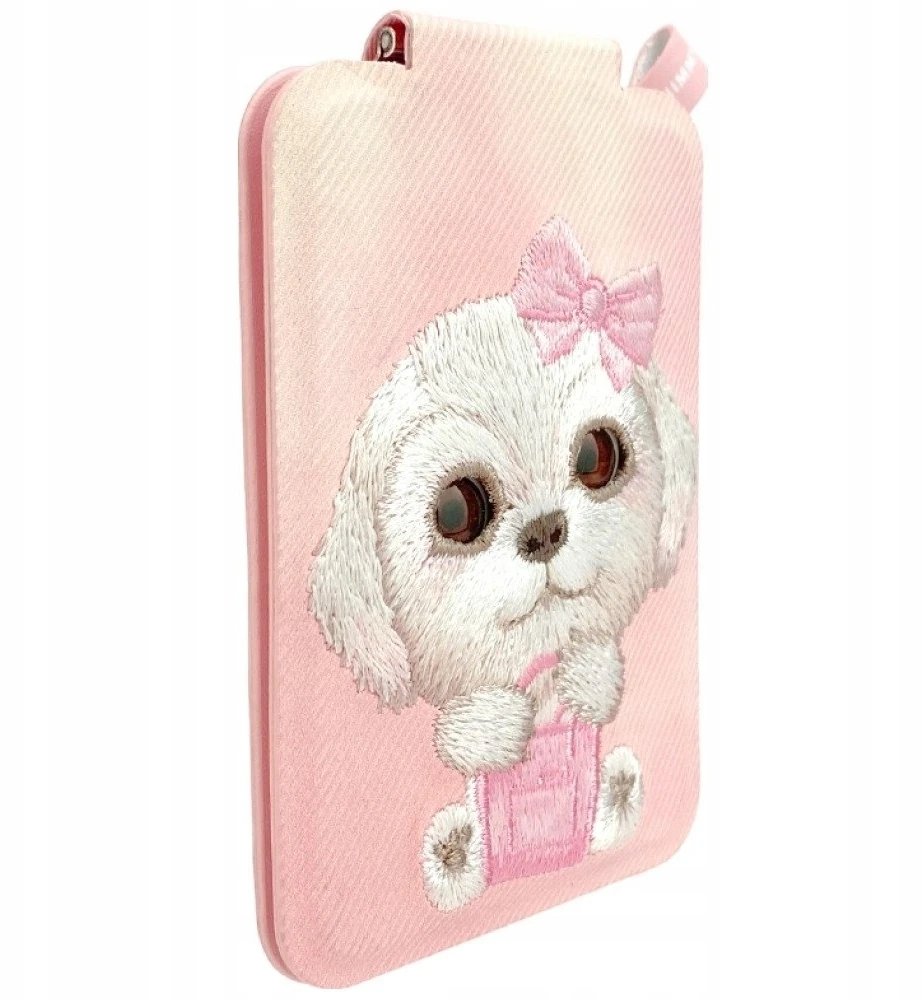 Dėklas Nimmy New Big-Eye Cute Pets 2.0 magnetinė piniginė šunims su telefono laikikliu - Rožinė