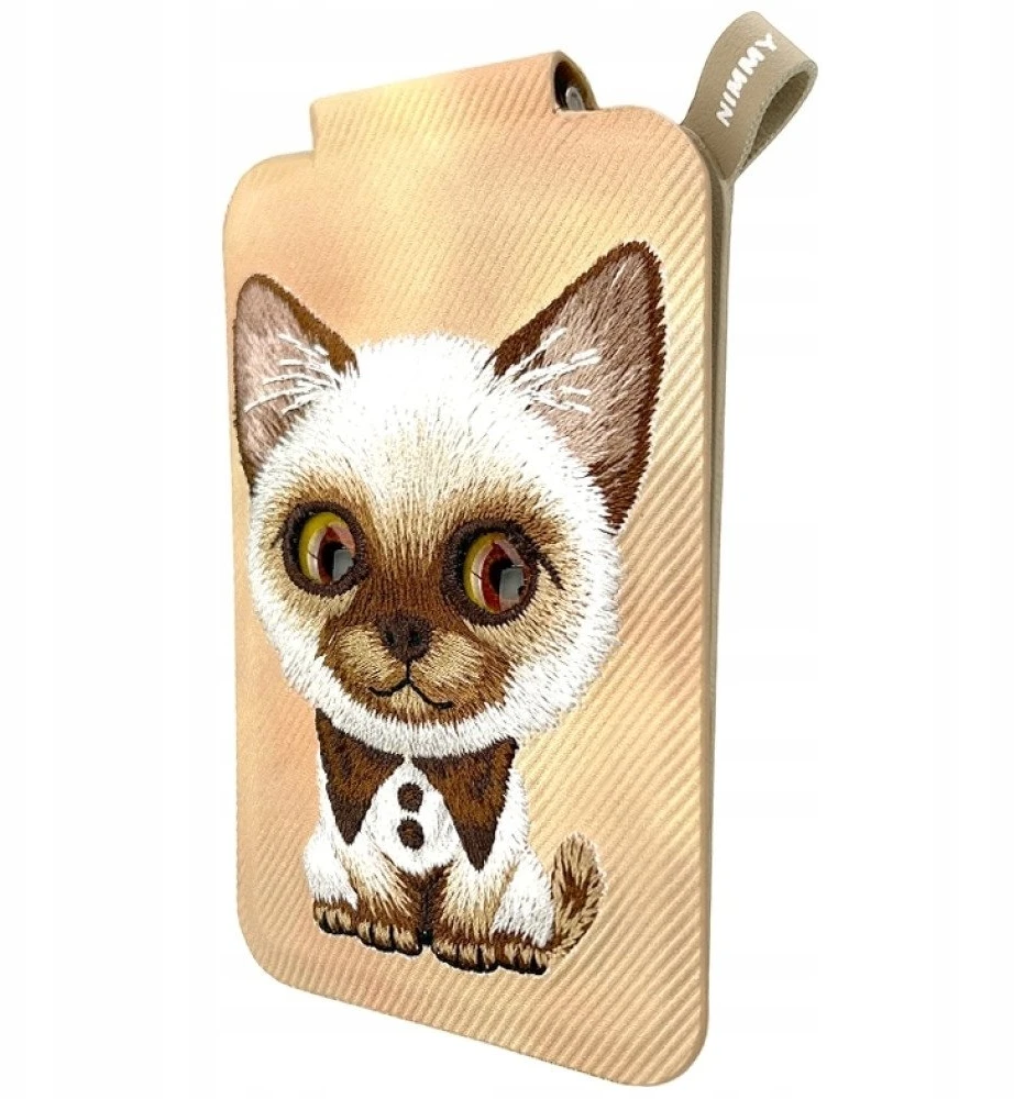 Dėklas Nimmy New Big-Eye Cute Pets 2.0 magnetinė piniginė katėms su telefono laikikliu - ruda