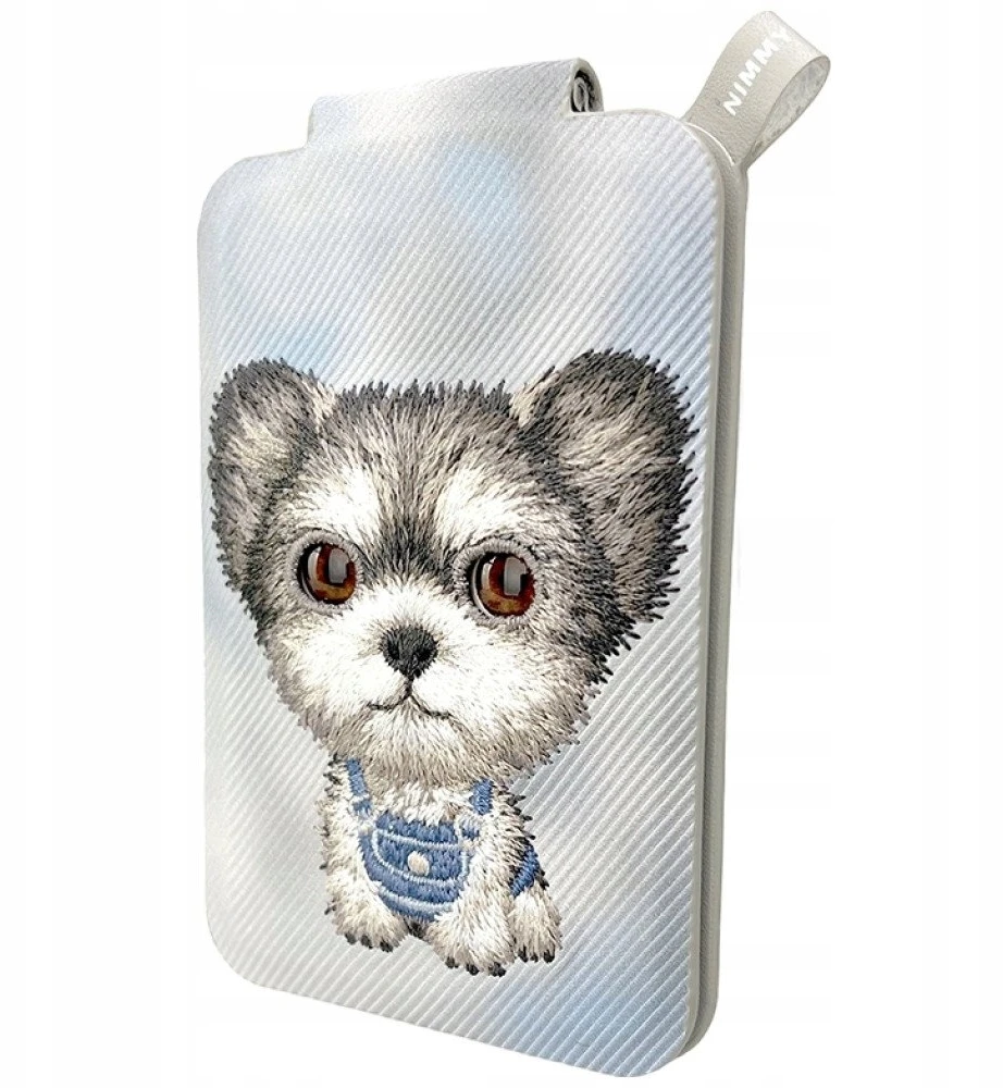 Dėklas Magnetinis telefono piniginės laikiklis Nimmy New Big-Eye Cute Pets 2.0 Dog pilkos spalvos