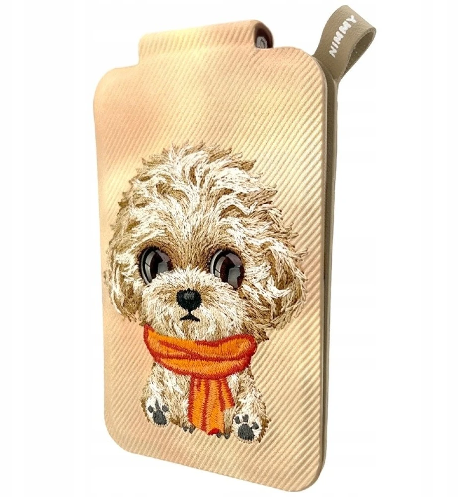 Dėklas „Nimmy New Big-Eye Cute Pets 2.0“ magnetinė šunų piniginė su telefono laikikliu – ruda