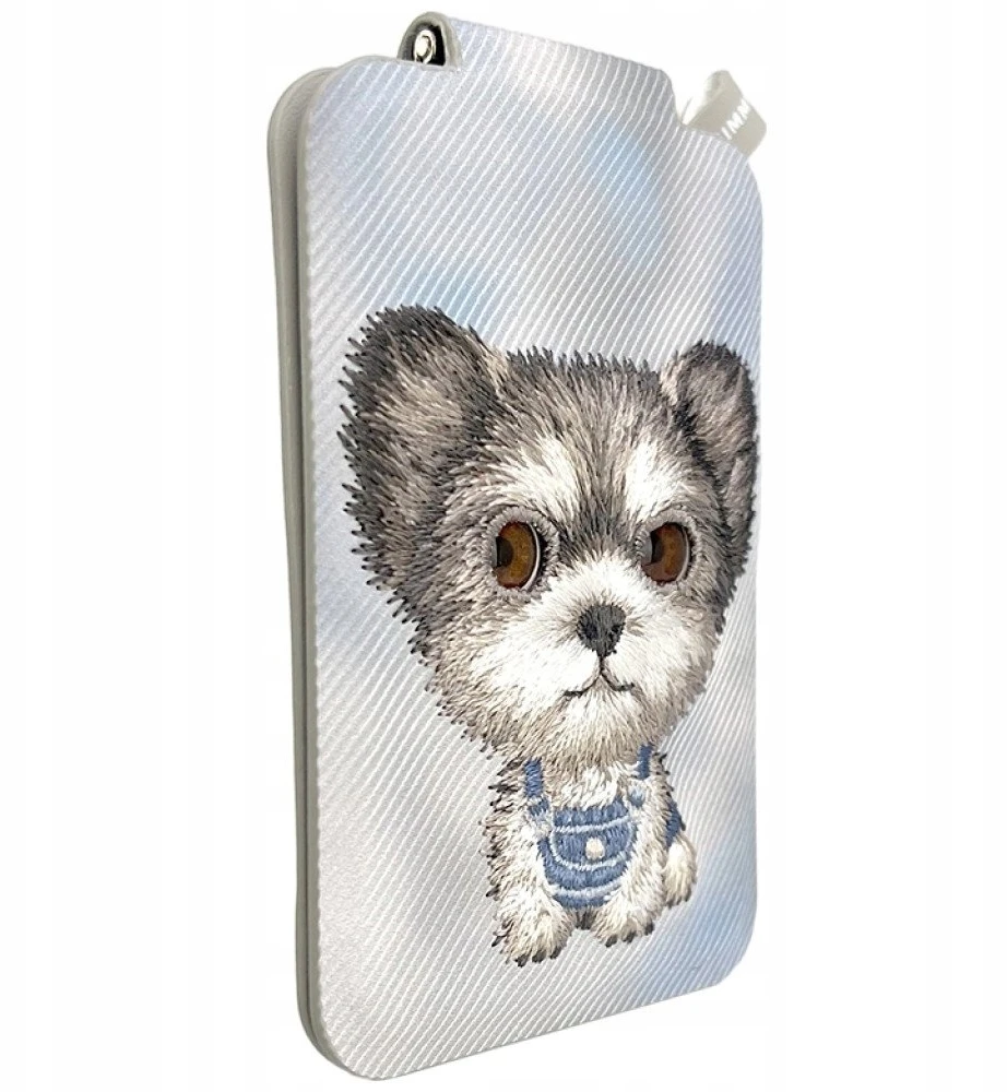 Dėklas Magnetinis telefono piniginės laikiklis Nimmy New Big-Eye Cute Pets 2.0 Dog pilkos spalvos