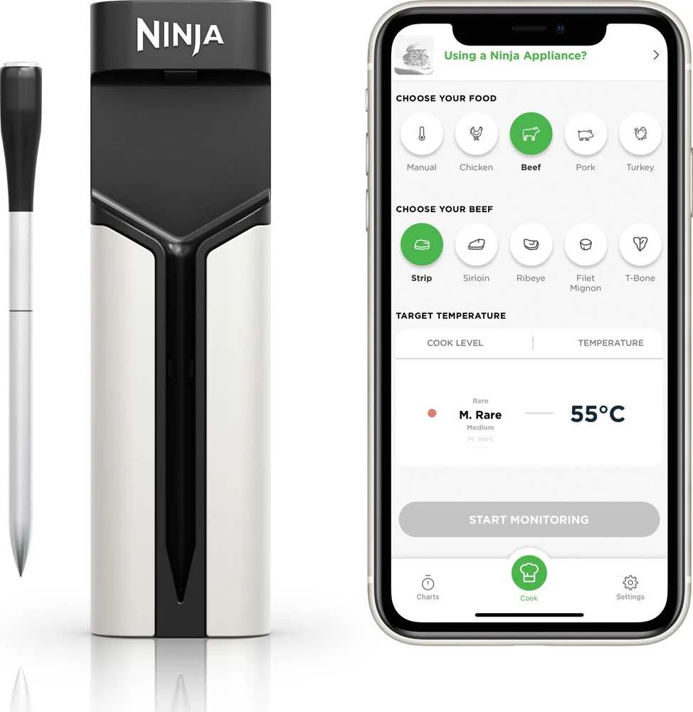 Ninja belaidis mėsos termometras su Bluetooth, atsparus vandeniui, 30 h baterija, WP100EU