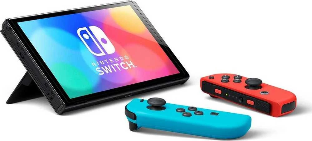 Nintendo Switch OLED konsolė (su Neon Raudona ir Neon Mėlyna Joy-Con)