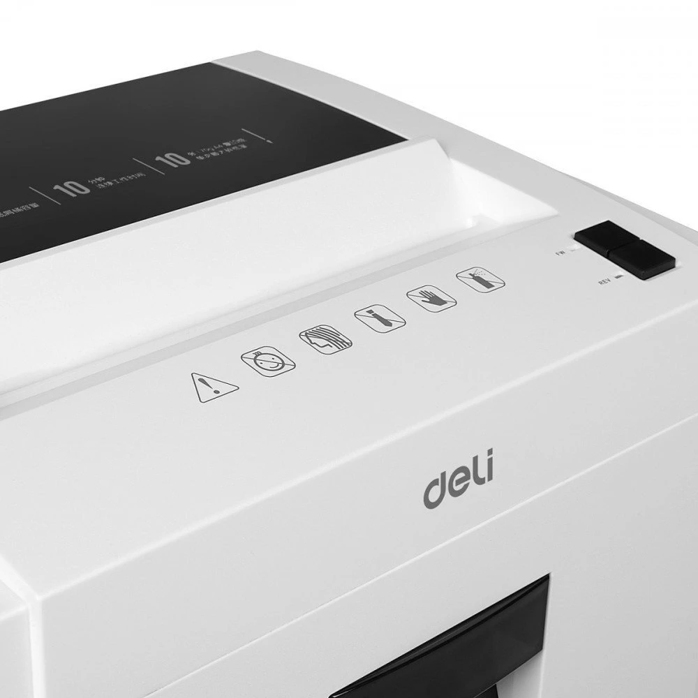 Dokumentų naikiklis DELI 9952, P4, iki 10lap/70g, 4×25 mm, šiukšliadėžė 20L