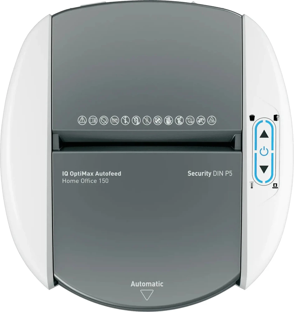 Leitz IQ Optimax AutoFeed 150 dokumentų smulkintuvas, P5, 150 lapų, 15 l
