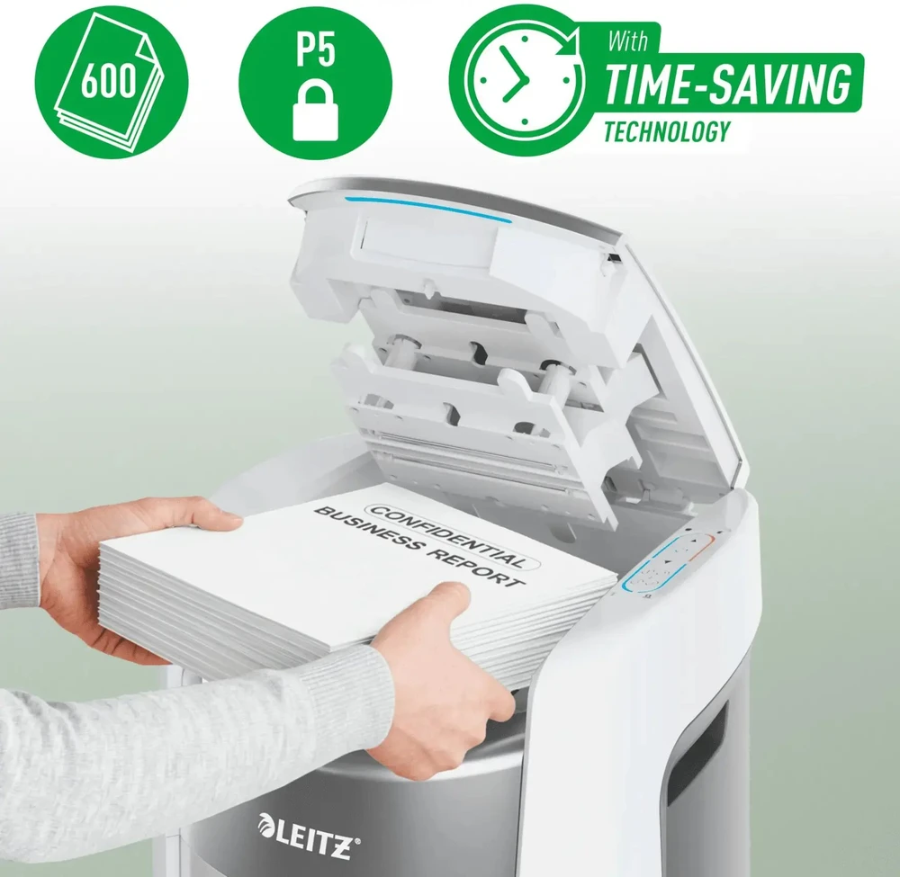Leitz IQ Optimax AutoFeed 600, P5, 600 kartek, 50 l kosz