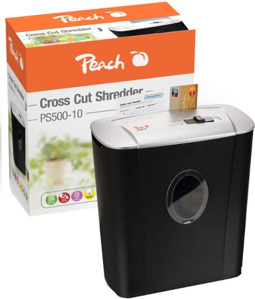Peach PS500-10 dokumentų naikiklis Kryžminis 22 cm 72 dB Juoda