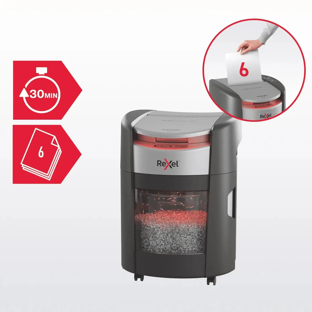 Rexel ShredMax AutoFeed+ 150M automatinis popieriaus smulkintuvas, P5, 150 lapų, 15 litrų atliekų talpa