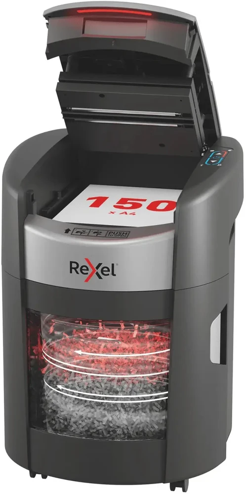 Rexel ShredMax AutoFeed+ 150M automatinis popieriaus smulkintuvas, P5, 150 lapų, 15 litrų atliekų talpa