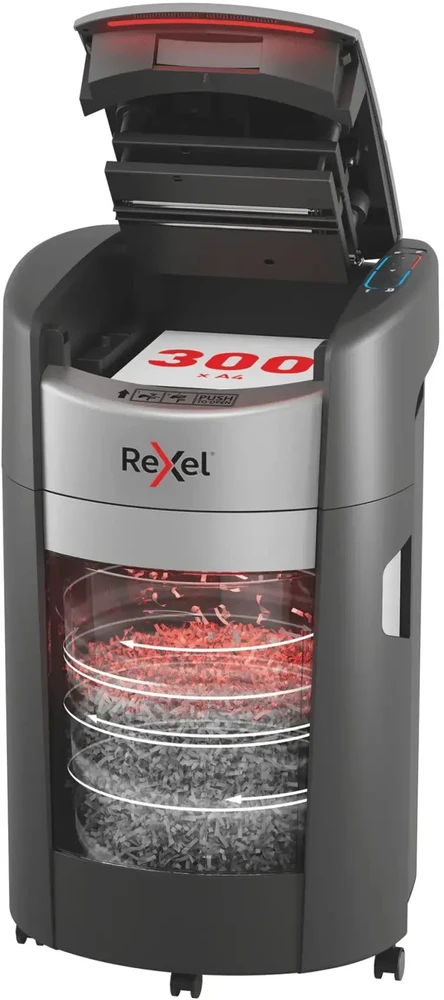 Rexel ShredMax AutoFeed+ 300M dokumentų smulkintuvas, P5, 300 lapų, 25 litrų talpos atliekų konteineris