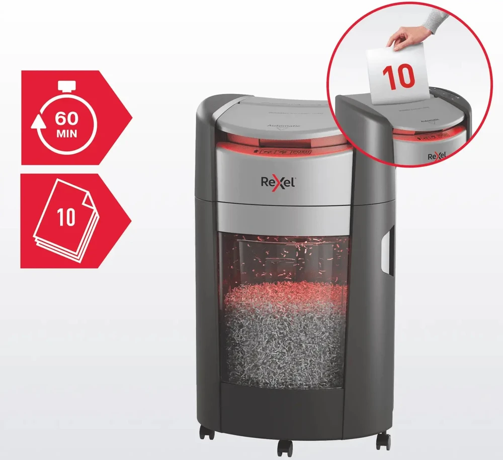Rexel ShredMax AutoFeed+ 300X dokumentų smulkintuvas, P4, 300 lapų, 25 litrų talpos atliekų konteineris