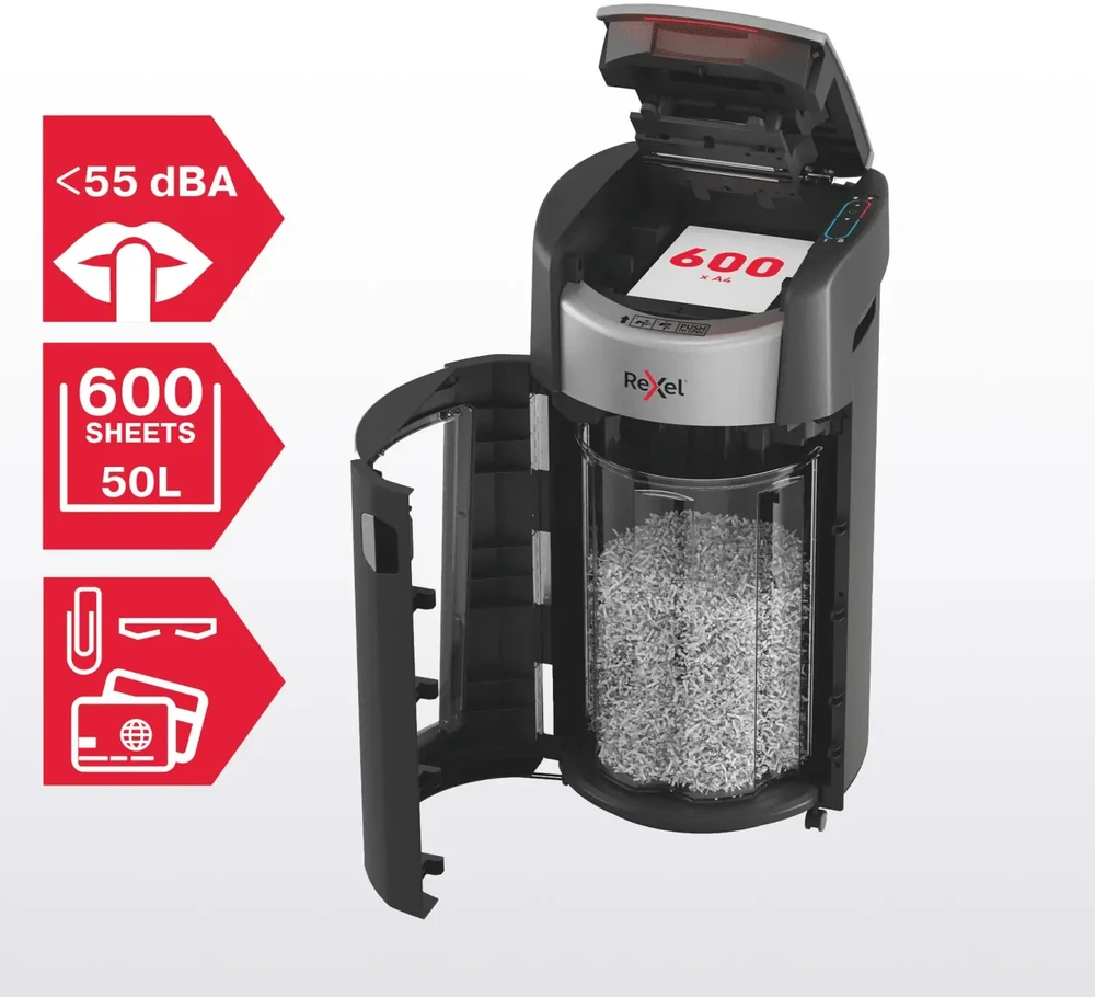 Rexel ShredMax AutoFeed+ 600M, P5, 600 kartek, 50 l kosz