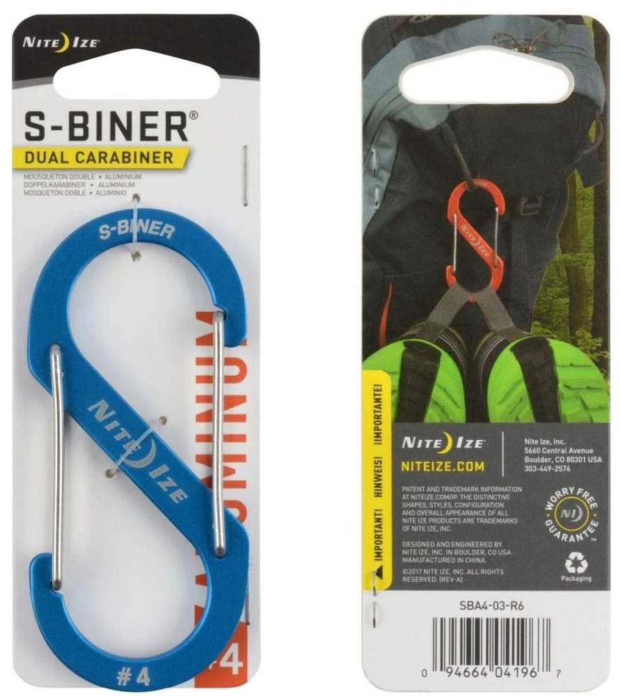 Nite Ize Karabińczyk S-Biner Dual #4 aliuminio mėlyna (SBA4-03-R6)