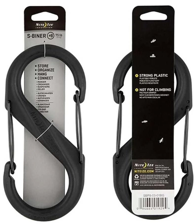 Nite Ize S-Biner Dual #8 karabinas juodas plastikas (SBP8-03-01BG)