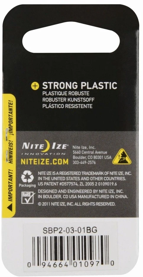 NITE-IZE plastikinis karabinas SBP2 juodas Dydis #2