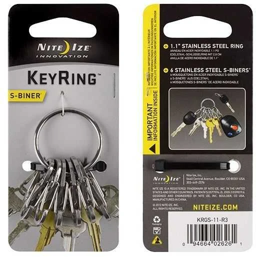 „Nite-Ize KeyRing+“ 6 x nerūdijančio plieno mikrokarabinai (KRGS-11-R3)