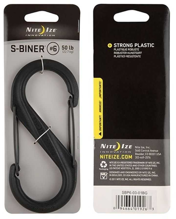 Niteize Nite Ize S-Biner Dual #6 kabliukas, juodas plastikas (SBP6-03-01BG)