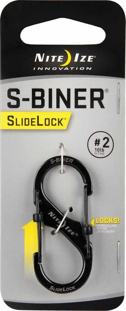 Nite Ize Karabińczyk S-Biner SlideLock #2 nerūdijantis plienas juoda - LSB2-01-R3 - LSB2-01-R3