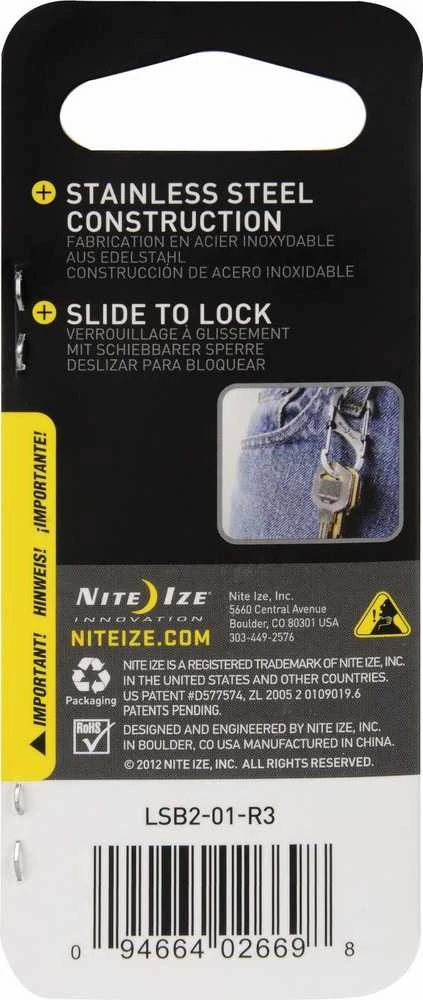 Nite Ize Karabińczyk S-Biner SlideLock #2 nerūdijantis plienas juoda - LSB2-01-R3 - LSB2-01-R3