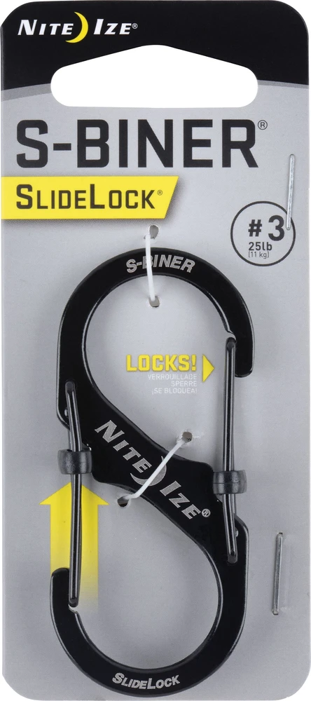 Nite Ize Karabińczyk S-Biner SlideLock #3 nerūdijantis plienas juoda-LSB3-01-R6
