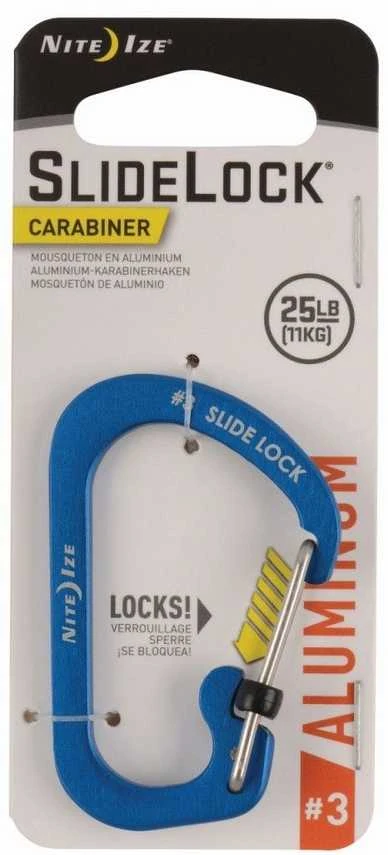 Nite Ize SlideLock Snap Hook #3 aliuminio mėlynas (CSLA3-03-R6)