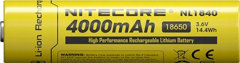 Baterija - Nitecore NL1840 4000mAh 3.6V Įkraunama 18650
