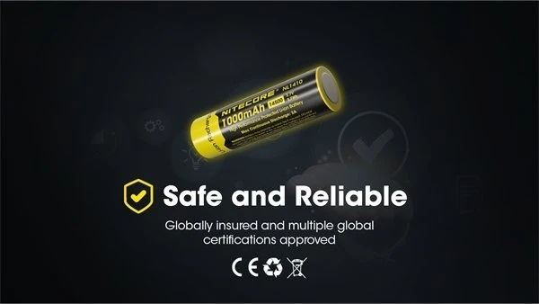 Nitecore NL1410 1000mAh baterija su saugos sertifikatais