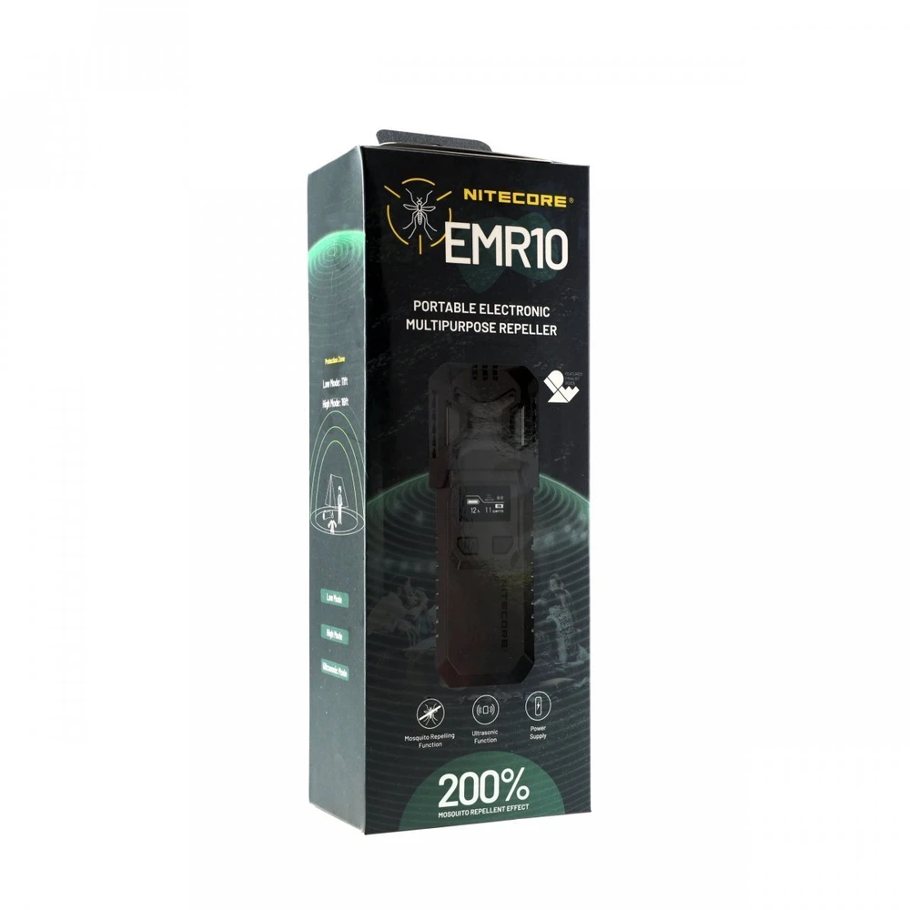 „Nitecore 2-in-1“ uodų atbaidymo priemonė „Nitecore EMR10 Lite“, juoda