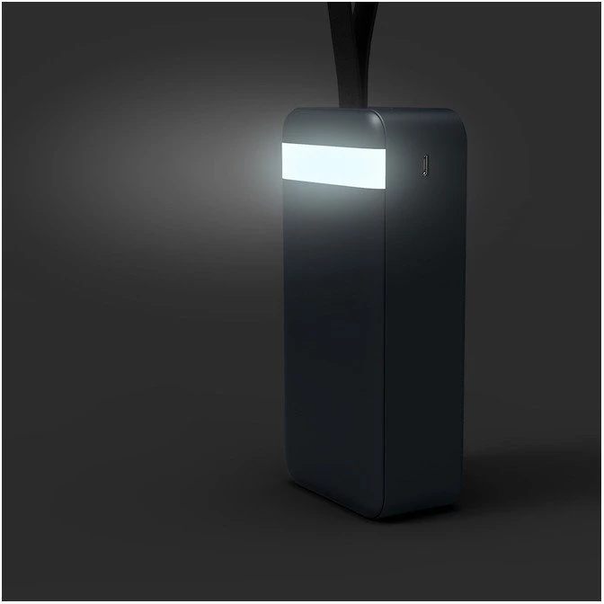PORT CONNECT Išorinis USB-C akumuliatorius su integruota lempute | 30000 mAh | Mėlyna