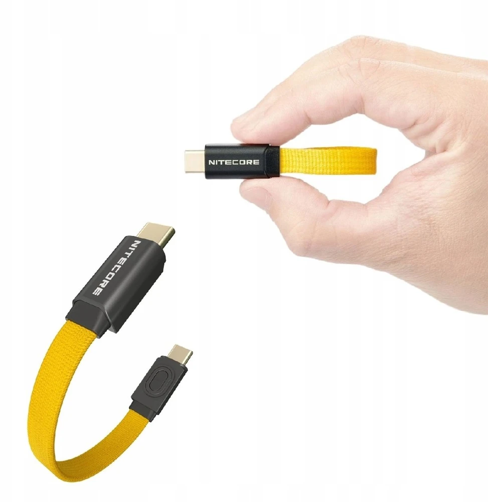 Nitecore NLink10 USB-C laidas su geltonu tekstiliniu korpusu