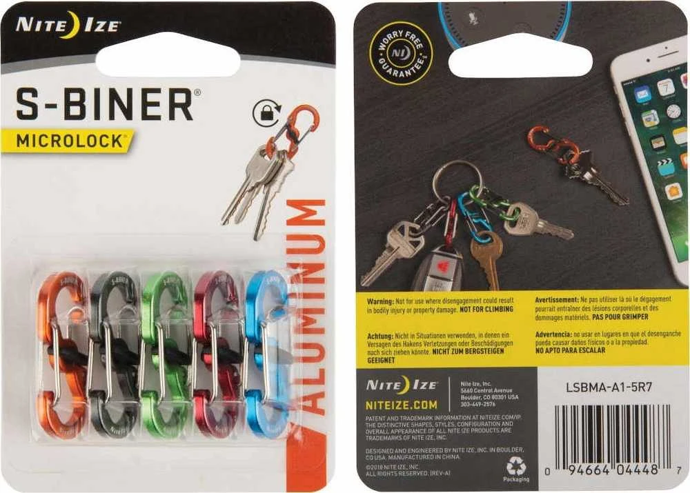 NITE-IZE karabinai S-Biner MicroLock (5vnt) Daugiaspalviai