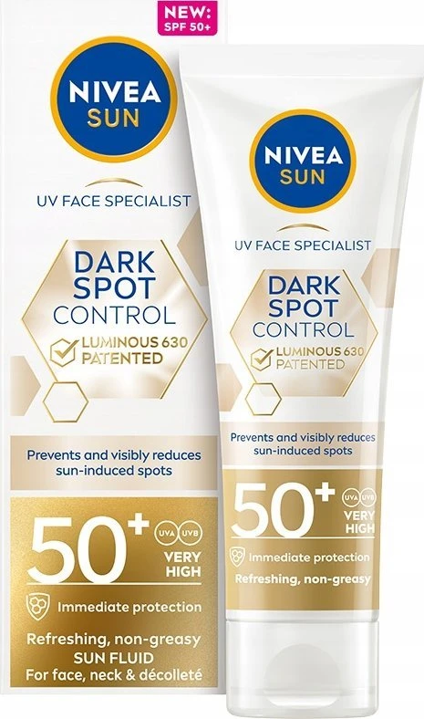 Nivea Odos kremas įdegiui OF 50+ Sun Dark Spot Control Luminous 630 (Sun Fluid) 40 ml
