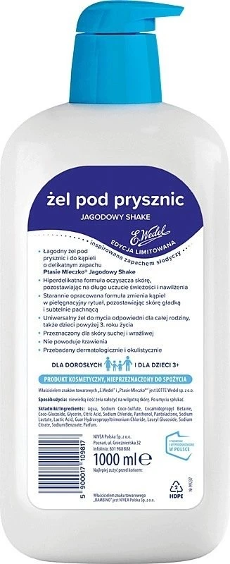Nivea BAMBINO Šeima Dušo želė su uogų kokteilio kvapu 1000 ml (0199237)