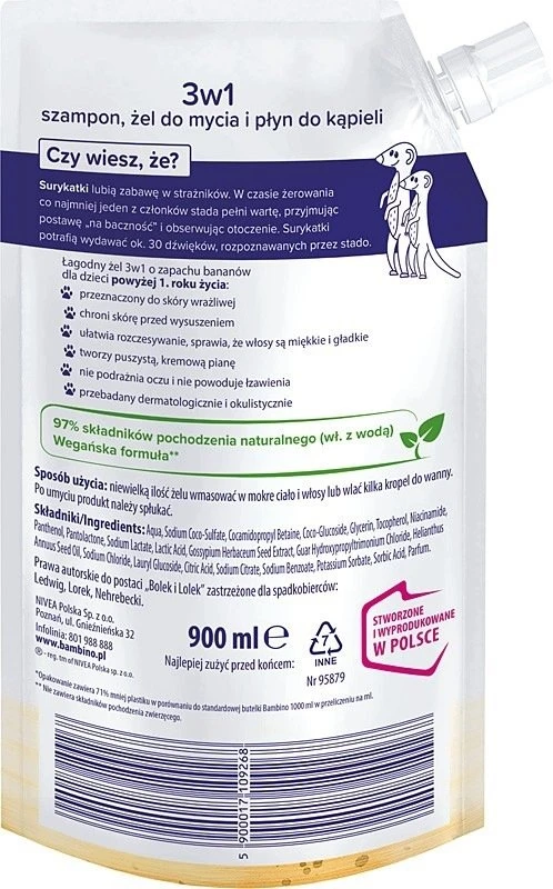 Nivea Vaikams kūno gelis / skystis 900 ml surikatos (0195879)