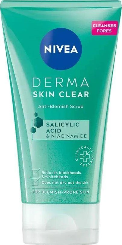 Nivea Derma Skin Clear Anti-Blemish Scrub Peeling moterims, 150 ml