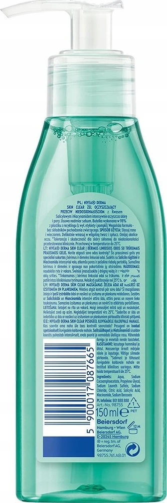 Nivea Derma Skin Clear valomasis gelis nuo netobulumų 150ml
