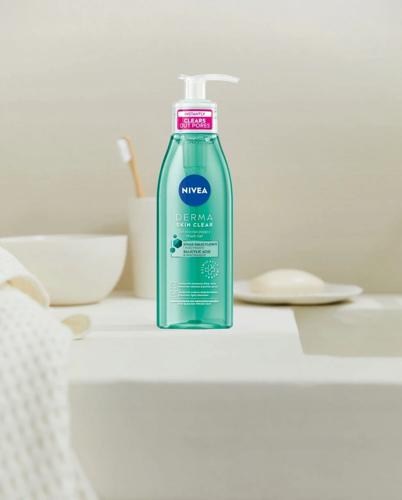 Nivea Derma Skin Clear valomasis gelis nuo netobulumų 150ml