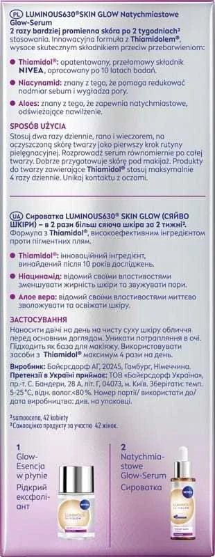 Nivea „Luminous630® Skin Glow“ akimirksniu švytintis serumas, 30 ml